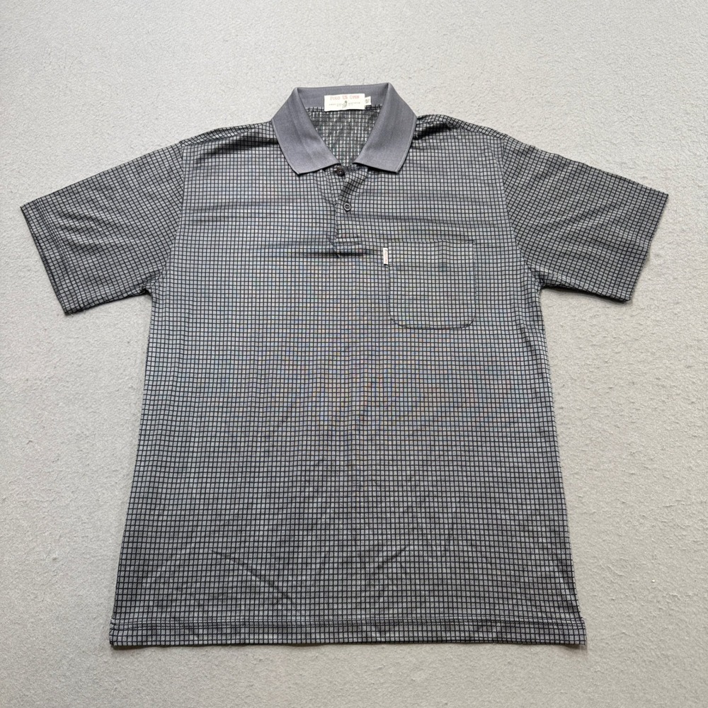 Polo US Open Golf Shirt Men's 52 Gray Grid Pattern Short Sleeve Athletic Summer - Picture 1 of 5